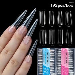 False Nails 192pcs Extra Long Full Cover Stiletto Coffin Square Matte Fake Nail Quick Extension Soft Gel Tips For Manicure Press On