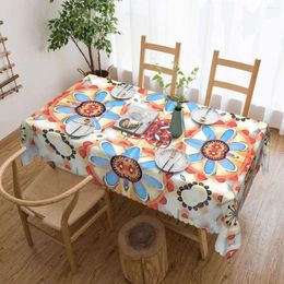 Table Cloth Elegant Floral Geometric Pattern Tablecloth 54x72in Wrinkle Resistant Decorative Border Festive Decor