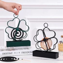 Kitchen Storage Metal Mosquito Coil Holder Triangular Four Leaf Clover Hanging Iron Censer Frame For Indoor Outdoor Patio Living Room