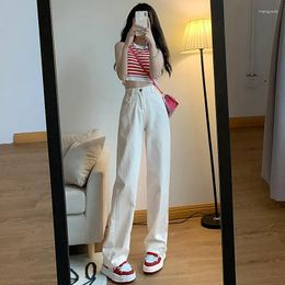 Women's Jeans Retro Hong Kong Style High Waist Wide Leg Women's Small Loose Straight Drooping Pants