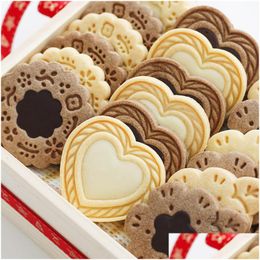 Baking Moulds Valentine S Day Sand Biscuit Mod 3D Cookie Pressing Flower Love Heart Fruit Animal Cat Christmas Shape Tools 220601 Drop Dh6Qi