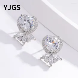 Stud Earrings YJGS Heart Shaped Small And Fashionable Zircon Female Personality Light Luxury Ear Jewellery