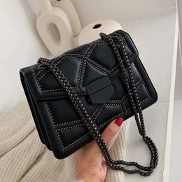Shoulder Bags Rivet Chain Brand Designer PU Leather Crossbody For Women 2024 Simple Fashion Bag Lady Luxury Small Handbags B70