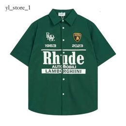 23ss Classic Rhude Shirt Summer Heavy Fabric Couple Fashion Designer Brand Polos Shirts Tshirt Men Po for Mens New Style High Quality Polo Shirt Us Size 4105qgqx