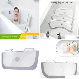 Bathing Tubs Seats Portable Pp Baby Shower Bathtub Dam Adjustable Bath Accessories Save Water Baffle Sile Suction Cup Separator Drop D Otefm