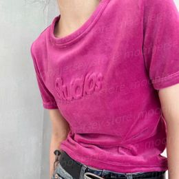 Fashion Designer Women's Designer T-shirts with Letter Pringting Fashion Summer Short Sleeve Velvet Top 27383