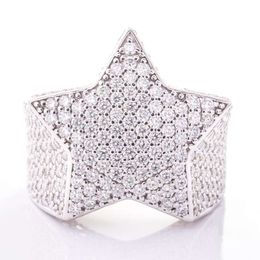 Redoors Jewelry Iced Out Hip-Hop Star Round Brilliant Cut Moissanite Melee Ring For Stylish