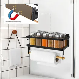 Kitchen Storage Foldable Magnet Fridge Shelf Accessories Organizer Paper Towel Holder Spice Rack Refrigerator