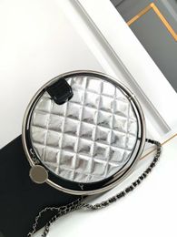 Top Quality Designer Planet Ring Chains Handbags Silver Globe Shaped Round Dinner Bags Women Fashion Clutch Bags Silver Hardware Zipper Invincible Evening Purse