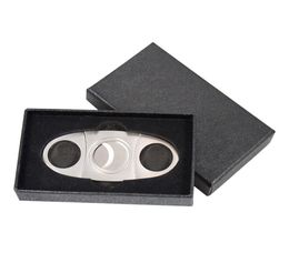 Pocket Stainless Steel Cigar Knife Portable tobacco Cigar Cutter scissors with black gift box double blades cigar tools Chris7709086