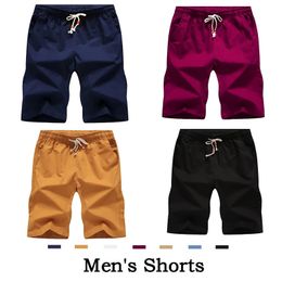 2023 Summer Solid Shorts Men High Quality Casual Business Social Elastic Waist 7Colors Beach 240513