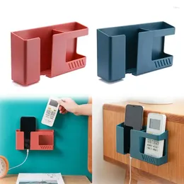 Kitchen Storage Punch-free Mobile Phone Holder Wall Mount Stand Remote Control Rack Multifunction Box Organiser Container