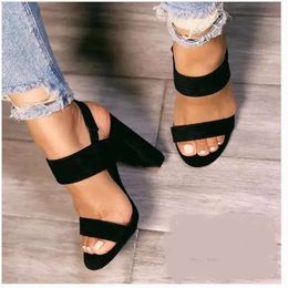 Women Fashion 2024 High Sandals Gladiator Heels Open Toe Ankle Strap Faux Suede Shoes Size 35-40 Pumps b47