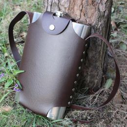 Hip Flasks Big 64OZ Outdoor Portable Flask Flagon Wine Pot Metal Bottle With Leather Storage Cover Bag Drinkware Cup