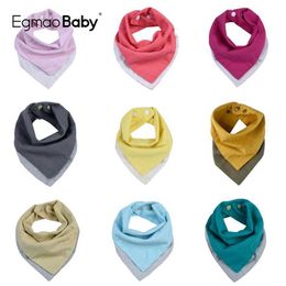 Bibs Burp Cloths 2 Colours reversible plain and cotton baby bib Unsiex baby accessories newborn baby bib soft baby triangle scarf d240522