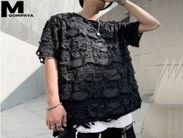 Moomphya 2020 Men Short Sleeve T Shirt Distressed Ripped Holes Tshirt Hip Hop Oversized Tshirt Men Streetwear Summer Tee Shirt T21880275