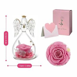 Decorative Objects Figurines The angel rose pattern preserves the eternal in glass as a Valentines Day gift for girlfriends grandmothers and flowers H240521 TUJ0