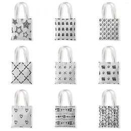 Storage Bags Geometric Printed Cool Shopper Bag Black White Women Fashion Shoulder Drop Ship