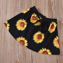 Clothing Sets Kids Girls Short Sleeve Letter Print T-shirt Tops Sunflower Skirt Headband Set Blankets