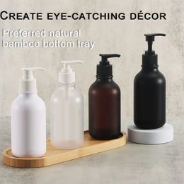 Wooden Soap Dispenser Tray Vanity Bottles Organizer Holder Round Square Candles Jewelry Storage Tray for Bathroom Accessories
