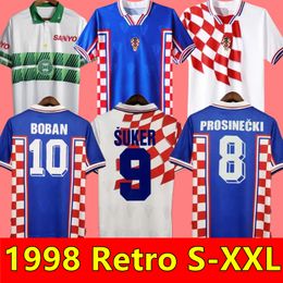 1998 Home Away SUKER Retro jerseys Boban Croatia Soccer jerseys vintage classic Prosinecki football shirt SOLDO STIMAC TUDOR MATO BAJIC maillot de foot