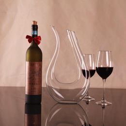 1PC 1500ml Big crystal handmade red wine decanter wedding wine decanter red glass wine dispenser Ushaped decanter Pourers J11023866331