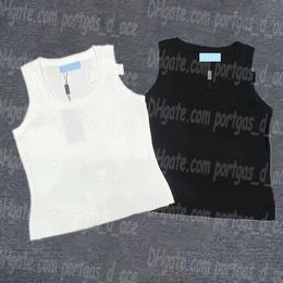 Women Black Singlets Summer Knitted Tanks Designer White Tanks Sexy Tank Tops Solid Colour Fashion Sleeveless Tees Top Vests