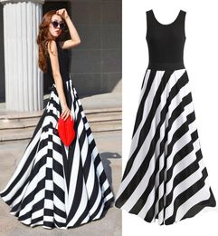 S5Q 2019 Beach Summer Dresses Long Stripe Sexy Boho Maxi Evening Party Dress For Women AADOR2104257