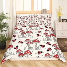 Bedding sets Colourful Mushroom Comforter Set Twin Size Kids Quilt Bed for Boys Girls Adult with 1 and 2 cases H240521 NYCI