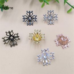 BoYuTe 50 Pieces Lot Wholesale Metal Brass Stamping 17MM Filigree Flower Bead Caps Diy Hand Made Jewellery Accessories Parts 2699