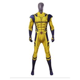 Halloween Men's Deluxe Superhero Wolverine Adult Costume Cosplay Bodysuit Jumpsuit Onesie Outfit