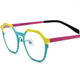 Sunglasses Frames Multi-color Ultra-light Pure Titanium Myopia Frame Female-male Frontier Retro Joker Polygon Glasses Can Be Equipped With