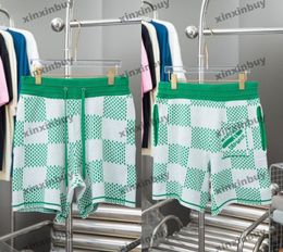 xinxinbuy Men women designer pant Pairs Chessboard grid Knitted Spring summer Casual pants Black blue white green S-2XL