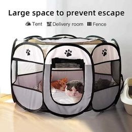 Cat Beds Furniture Portable Folding Tent House Outdoor Travel Pet Cat/Dog Cage Easy to Operate Large Fence H240522