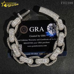 Fine Jewelry Baguette Diamond VVS Link Chain Sterling Sier Moissanite Cuban Bracelet