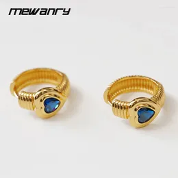 Hoop Earrings Mewanry Blue Zircon Love Heart For Women Girls Fashion French Vintage Elegant Exquisite Anniversary Jewellery Gifts