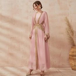 Ethnic Clothing Fashion Muslim Set Clothes Women Abaya Dubai Arab Long Sleeves Casual Dress Solid Robe Turkey Caftan Marocain Abayas