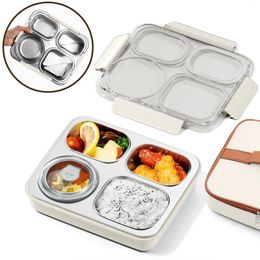Dinnerware Bento Box Adult Lunch Stainless Steel Containers For Men Women W/ 4 Compartments Insulated Boxes Leakproof