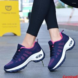 Casual Shoes Fashion Platform Sport Cushioning Women Flying Weave Basket Jogging Sneakers Ladies Non-slip Wedges Walking