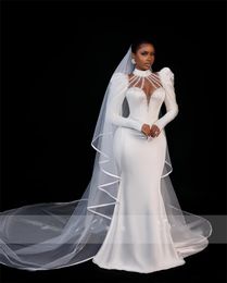 Luxury Bead Wedding Dresses for Bride With Cape Mermaid Long Sleeves African Bridal Gowns Robe De Mariee Corset Gown