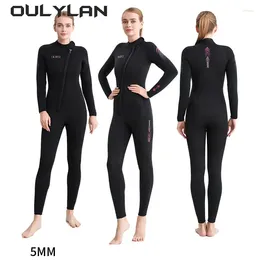 Women's Swimwear Oulylan 2024 Women 3MM Neoprene Wetsuit Men High Elastic Surfing Spearfishing Wetsuits One Piece Full Body Diving Suit