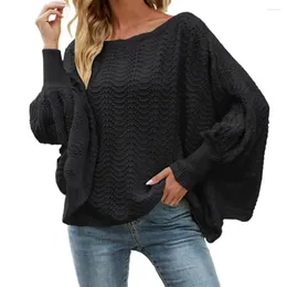 Women's Polos Sweaters For Women Slash Neck Batwing Sleeve Knitted Sweater Autumn Winter Off Shoulder Solid Color Elegant Ladies Clothing