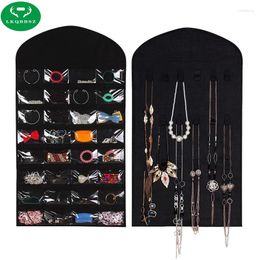 Storage Bags Jewellery Hanging Organiser Earrings Necklace Display Holder Dual Sided Jewellery Bag Pouch 32 Pockets