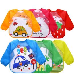 Bibs Burp Cloths 1 EVA waterproof baby bib with long sleeves no need for cleaning baby feeding Saliva towel suitable for boys and girls bibs baby fabric d240522