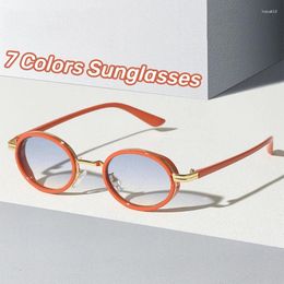 Sunglasses Women Vintage Ruond Frame Elliptical Small Steam Punk Ladies UV Resistant Sunscreen UV400