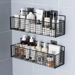 Hooks Bathroom Organiser Multifunctional Toiletries No-Punch Shelf Kitchen Wall Mount Storage Rack