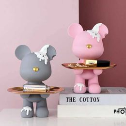 Action Toy Figures Home Decorations Violent Bear Statue Key Organiser Living Room Decorative Storage Resin Ornaments Sculpture Modern Art Gifts H240522