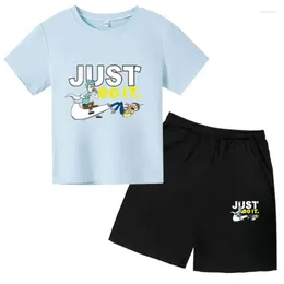 Clothing Sets Fashion Clothes T-Shirt Suit Boys Girls Children's Shorts Cute Animal Casual Summer Sportswear