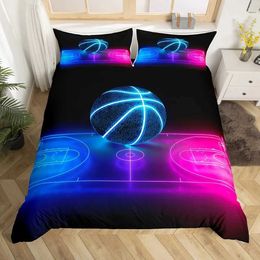Bedding sets 3D Basketball Duvet Cover King for Teen Boys Kids Fire Water Sports Set Microfiber Ball Game Quilt with case H240521 C6VB