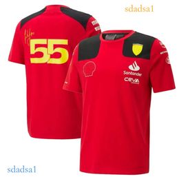 2023 Formula 1 F1 Yarış Setleri Carlos Sainz Charles Leclerc Fernando Alonso T-shirt Sıradan Nefes Alabası Polo Yaz Otomobil Motorsport Takım Jersey Gömlek BBB